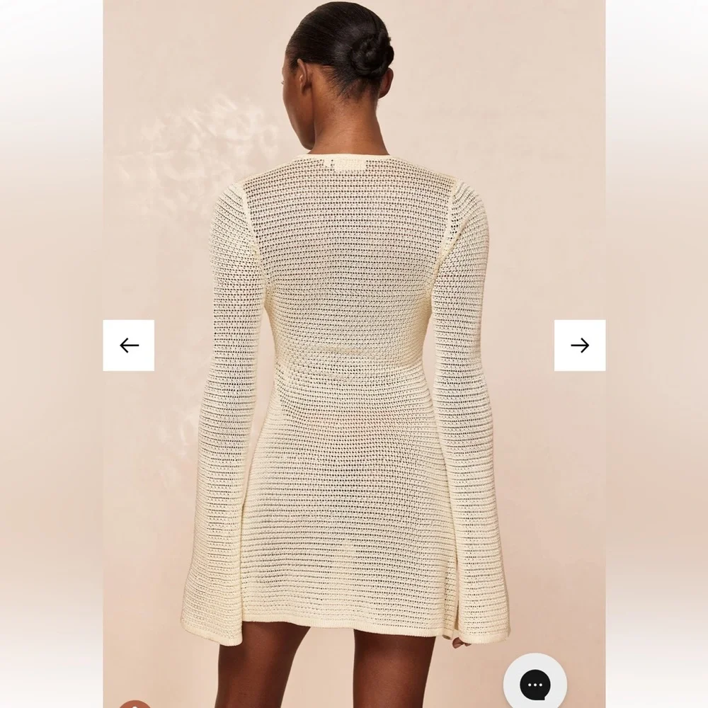 MONTEGO MINI DRESS - IVORY SHINY TREBLE KNIT Monday Swimwear Cream Knit Coverup - Picture 4 of 9